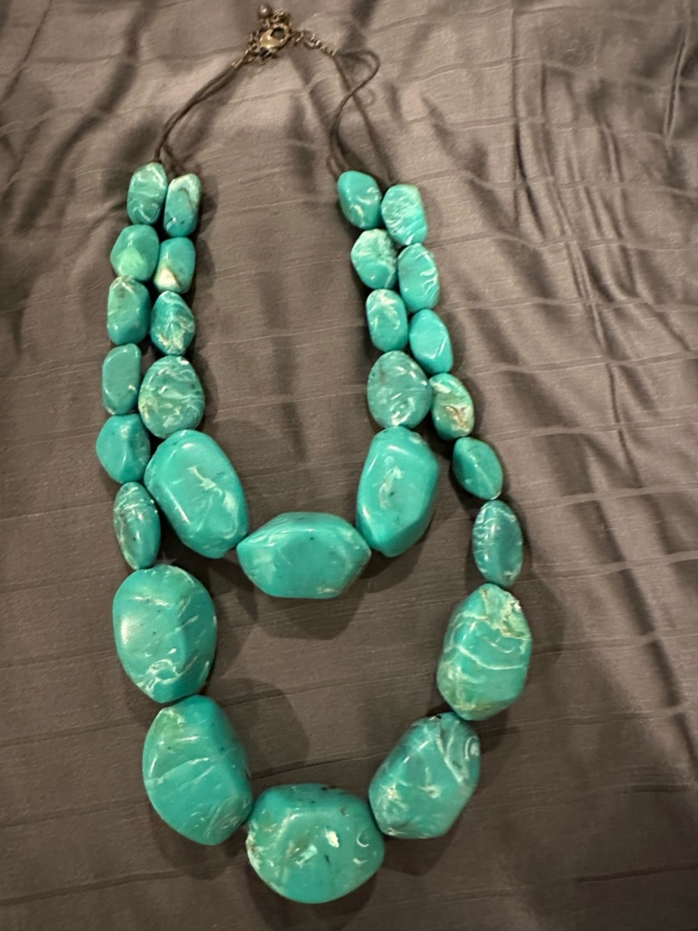 Turquoise Bead Statement Necklace - Bold Blue-Green Collar